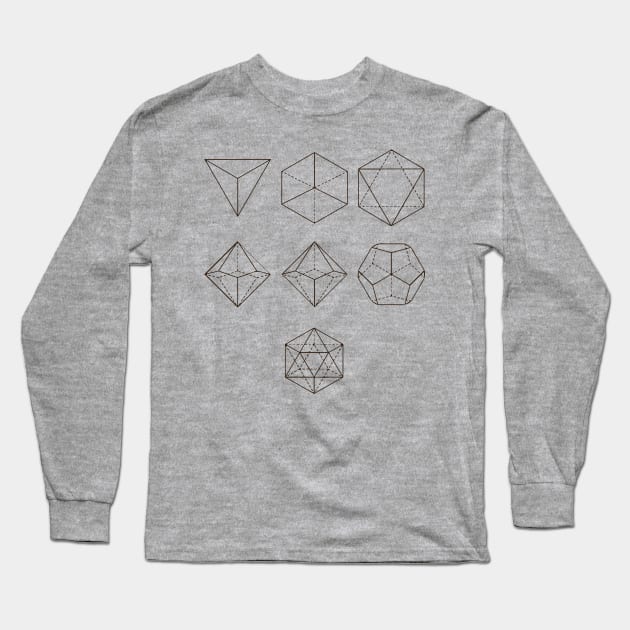 Polyhedral Dice Diagram (Dark) Long Sleeve T-Shirt by Avengedqrow